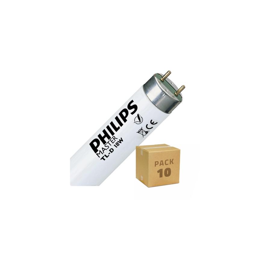 Pack Tubo Fluorescente Regulable PHILIPS T8 G13 60 cm Conexión dos Laterales 18W (10 un) 