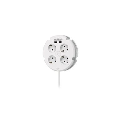 Base Múltipla de 4 Tomadas Tipo F Schuko+ 2 USB-A 1,5m SIMON BM642103