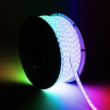Bobina Tira LED RGB 220V SMD5050 Silicone FLEX 60 LED/m Ancho 12 mm 50 Metros IP67 Corte 100 cm