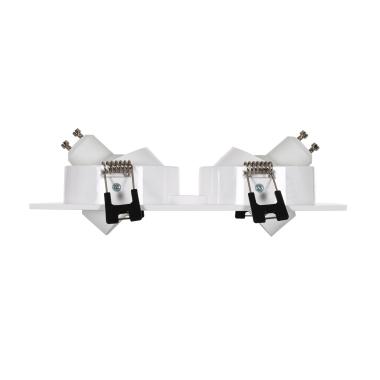 Produto de Aro Downlight Quadrado Basculante para duas Lámpada LED GU10 / GU5.3 Corte 75x150 mm