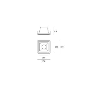 Producto de Aro Downlight Integración Escayola/Pladur Cuadrado para Bombilla LED GU10 / GU5.3  Corte 153x153 mm UGR17